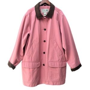 L.L. Bean Pink Coat with Brown Corduroy Collar
